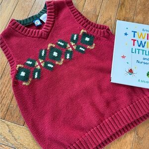 Vintage Gymboree Boys Knit Sweater Vest with Green & Yellow Intarsia Detail, 7/8
